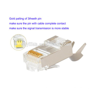 RJ45 male pcb brifar shielded network line crystal head round 3-pin 8pin8core 8p8c gold plated connector plug